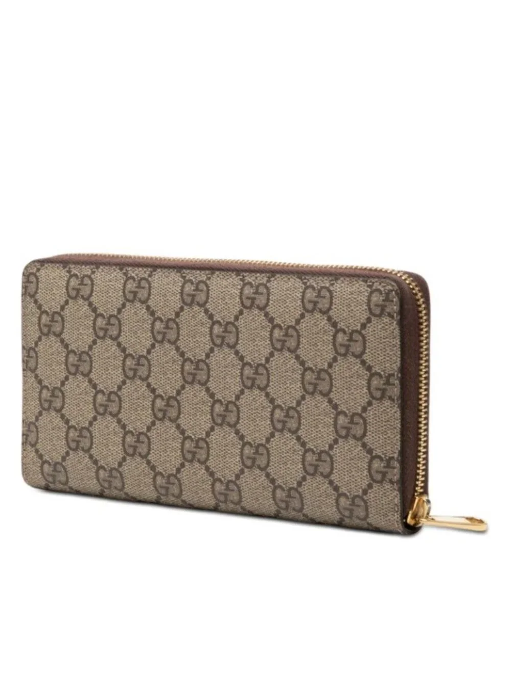 Gucci GG Supreme Bananya Print Zippy Wallet Brown Yellow Leather - Picture 2 of 7